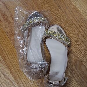 SHEIN Gold Glitter Low Heeled Sandals NWB